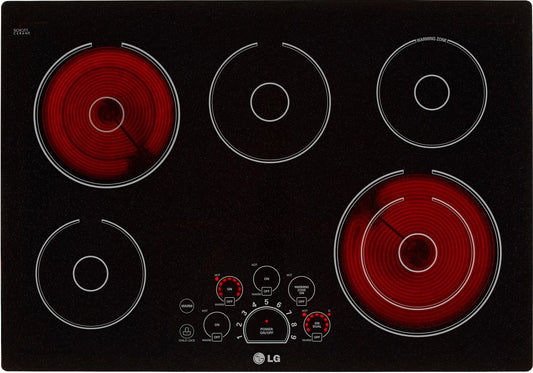 LG - 36 in. Radiant Smooth Surface Electric Cooktop in Black with 5 Elements, SmoothTouch Controls and Warming Zone - LCE3610SB
