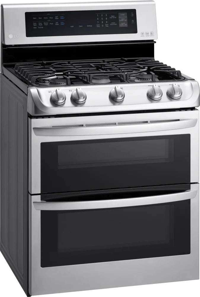 LG - 6.9 cu. ft. Double Oven Gas Range with ProBake Convection Oven, Self Clean and EasyClean in Stainless Steel - LDG4313ST
