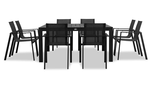 Harmonia Living - Lift Classic 8 Seat Square Dining Set - Black/Black | LIFT-BK-SET561