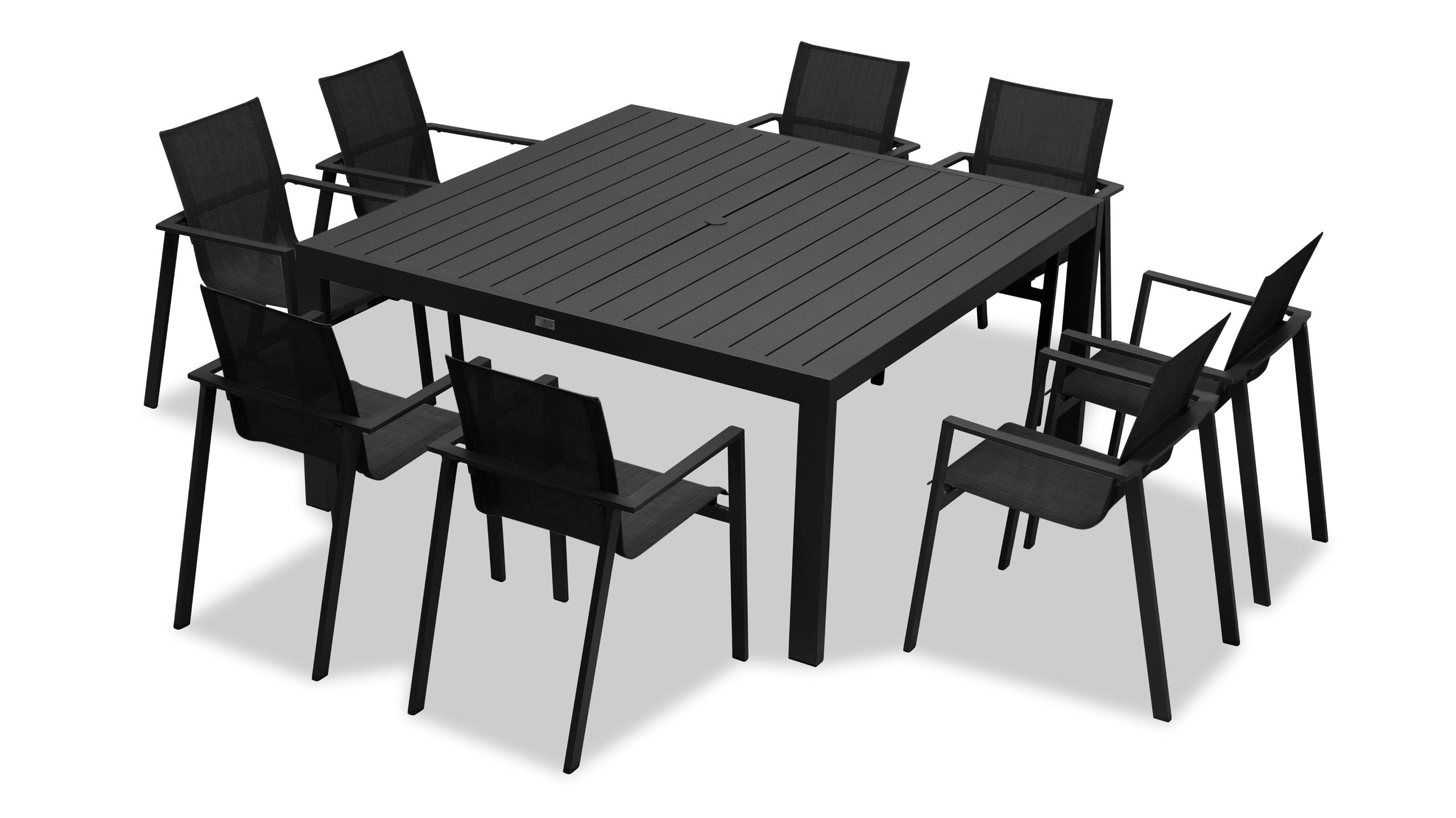 Harmonia Living - Lift Classic 8 Seat Square Dining Set - Black/Black | LIFT-BK-SET561