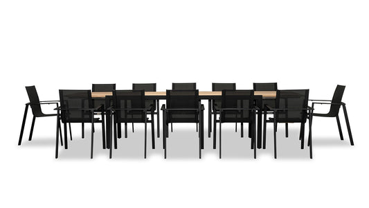 Harmonia Living - Lift Communal 12 Seat Extendable Reclaimed Teak Dining Set | LIFT-BK-SET593