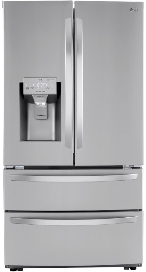 LG - 22 cu. ft. 4-Door French Door Refrigerator, Slim SpacePlus and Door Cooling in PrintProof Stainless Steel, Counter Depth - LMXC22626S