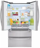 LG - 28 cu. ft. 4-Door French Door Smart Refrigerator with Ice and Water Dispenser in PrintProof Stainless Steel - LMXS28626S