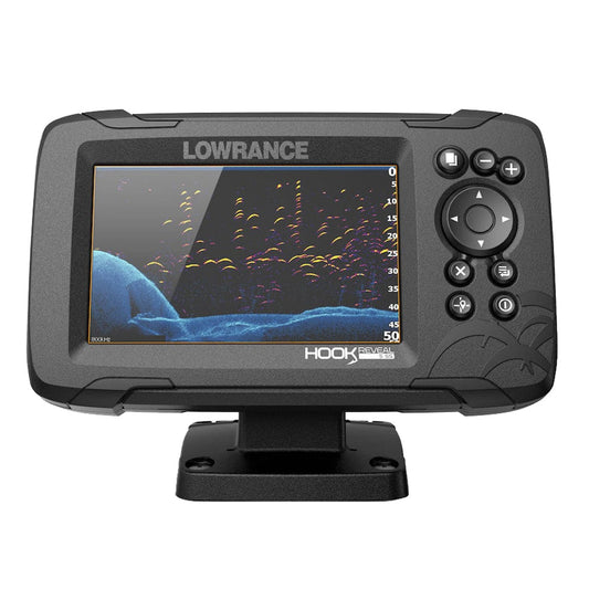 Lowrance GPS - Fishfinder Combos Lowrance HOOK Reveal 5 Combo w/SplitShot Transom Mount  C-MAP Contour+ Card [000-15856-001]