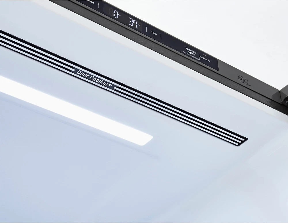 LG - 33 in. W 26 cu. ft. Bottom Freezer Refrigerator w/ Multi-Air Flow and Smart Cooling in PrintProof Black Stainless Steel - LRDCS2603D