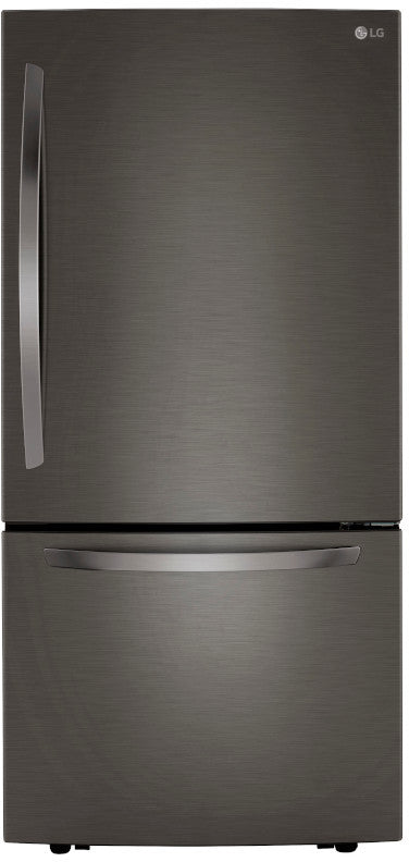 LG - 33 in. W 26 cu. ft. Bottom Freezer Refrigerator w/ Multi-Air Flow and Smart Cooling in PrintProof Black Stainless Steel - LRDCS2603D