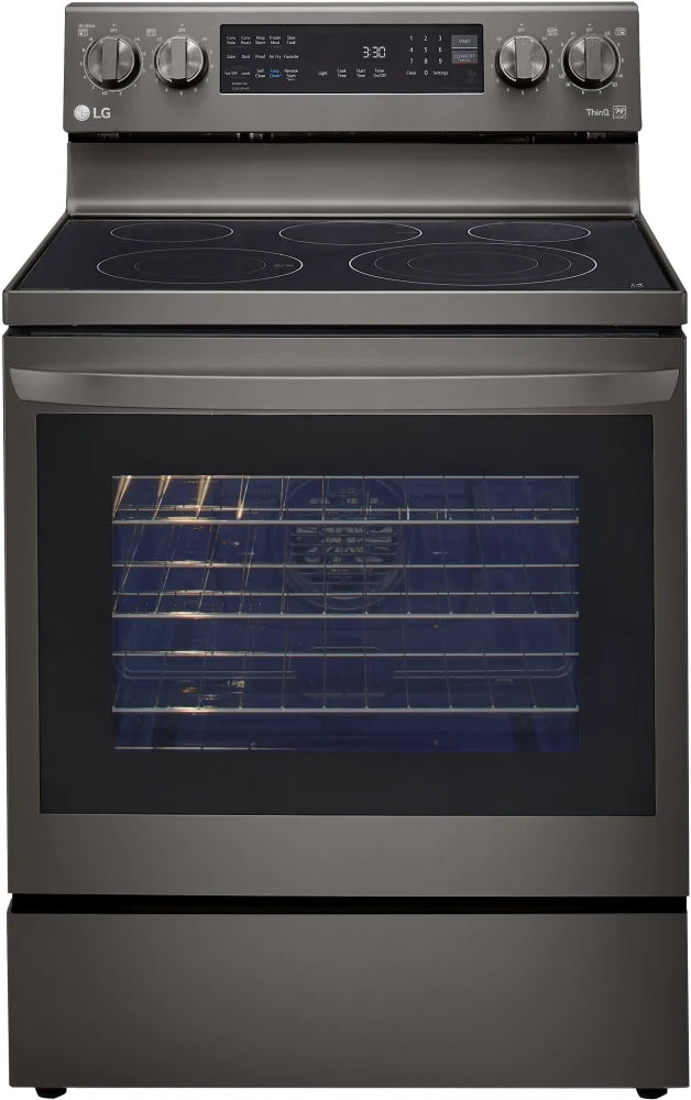 LG - 6.3 cu. ft. Smart True Convection InstaView Electric Range Single Oven with Air Fry in PrintProof Black Stainless Steel - LREL6325D
