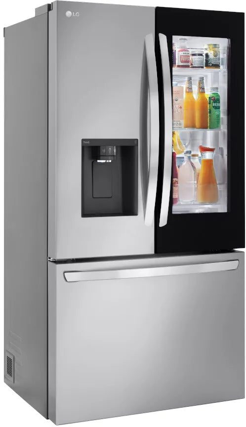 LG - 26 cu. ft. Smart InstaView Counter Depth MAX French Door Refrigerator in PrintProof Stainless Steel - LRFOC2606S