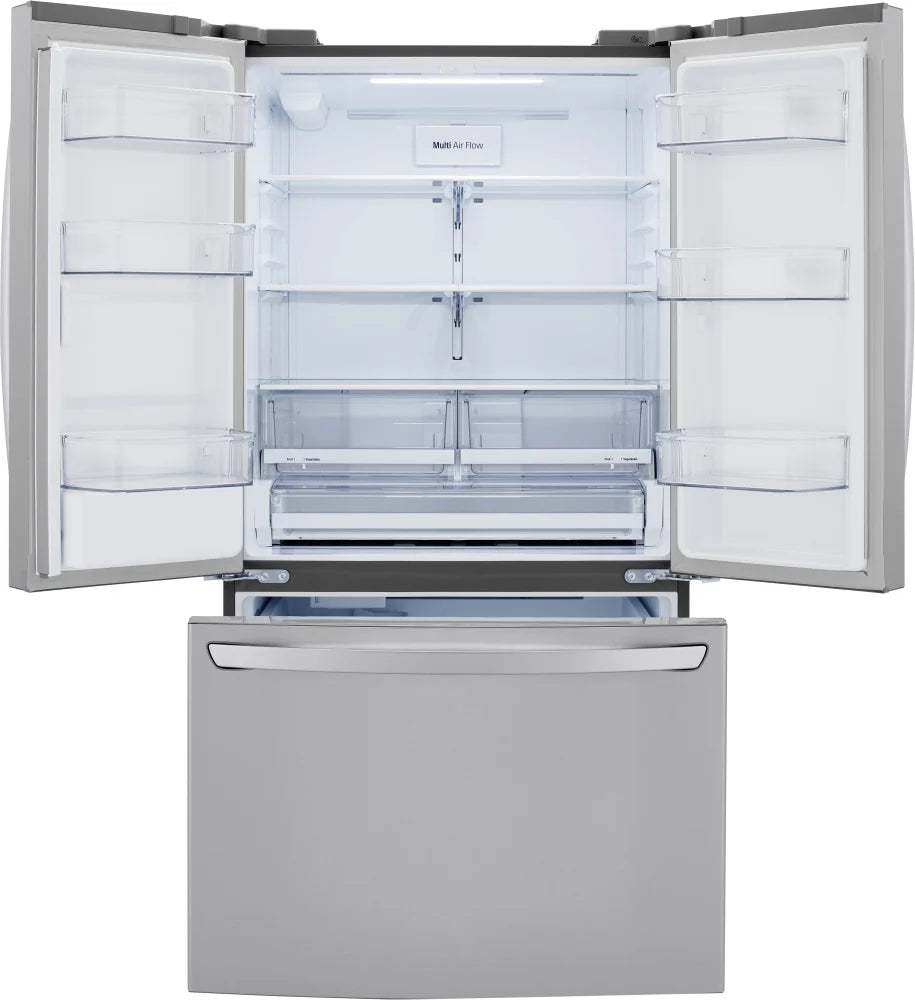LG - 29 cu. ft. French Door Refrigerator w/ Multi-Air Flow, SmartPull Handle and ENERGY STAR in PrintProof Stainless Steel - LRFWS2906S