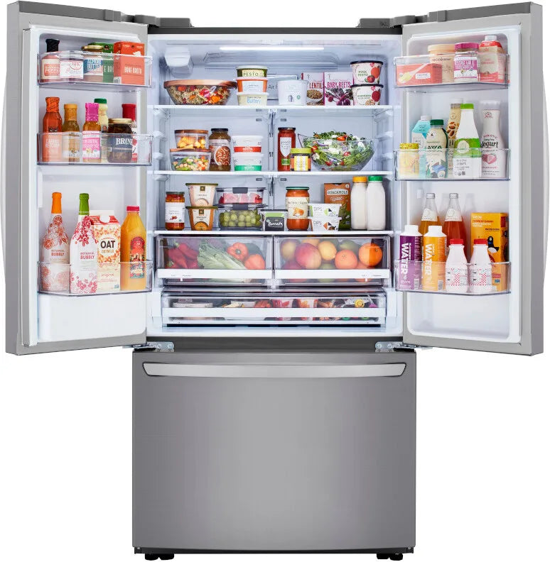LG - 29 cu. Ft. French Door Refrigerator w/ Multi-Air Flow, SmartPull Handle and Energy Star in Platinum Silver - LRFWS2906V