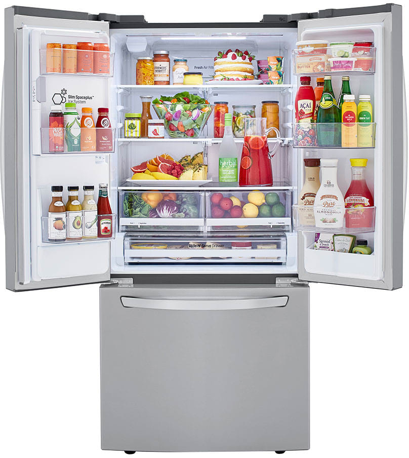LG - 25 cu. ft. French Door Refrigerator w/ Ice and Water Dispenser and SmartDiagnosis in PrintProof Stainless Steel - LRFXS2503S