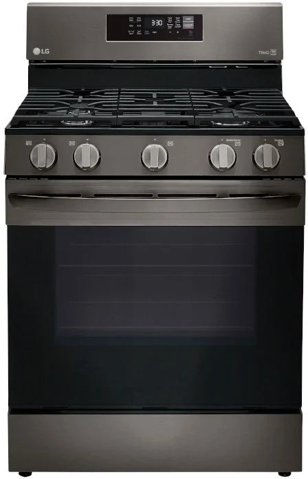 LG - 5.8 cu. ft. Smart Fan Convection Gas Single Oven Range with Air Fry and EasyClean in Printproof Black Stainless Steel - LRGL5823D
