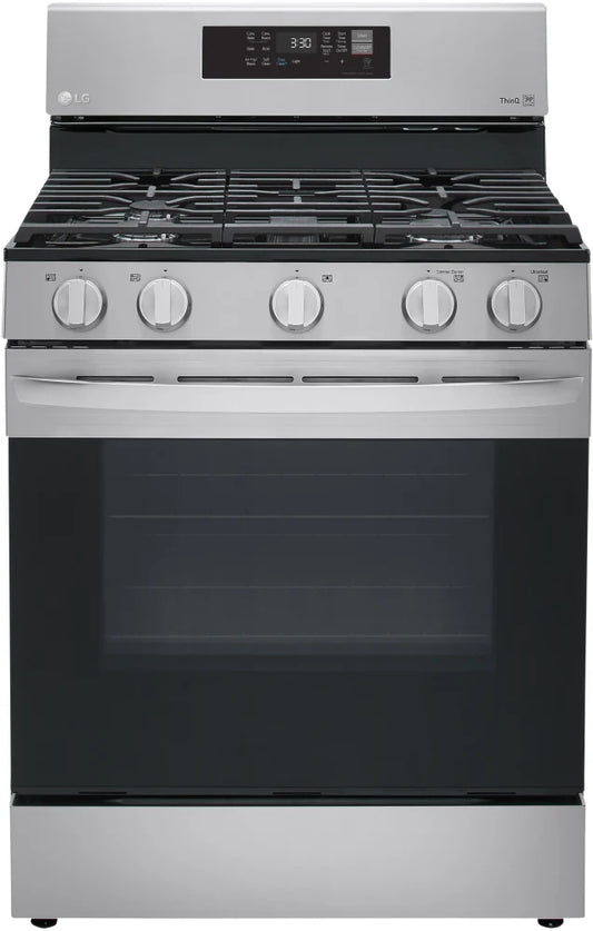 LG - 5.8 cu. ft. Smart Wi-Fi Enabled Fan Convection Gas Single Oven Range with AirFry and EasyClean in Stainless Steel - LRGL5823S