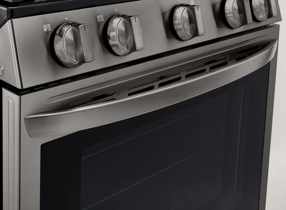 LG - 5.8 cu. ft. Smart True Convection InstaView Gas Range Single Oven with Air Fry in PrintProof Black Stainless Steel - LRGL5825D