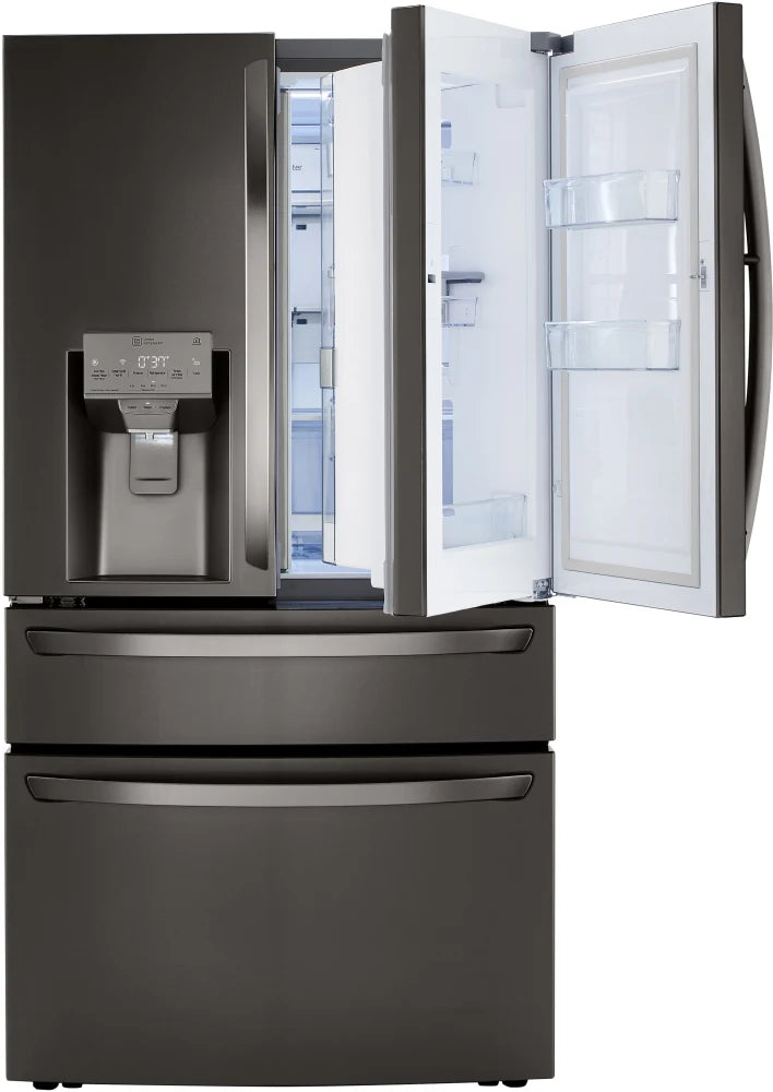 LG - 30 cu. ft. 4-Door French Door Refrigerator, Door-In-Door, Full-Convert Drawer, Craft Ice in PrintProof Black Stainless - LRMDS3006D