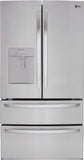 LG - 29 cu. ft. 4-Door French Door Refrigerator w/ External Water Dispenser, Door Cooling and Ice Maker in Stainless Steel - LRMWS2906S