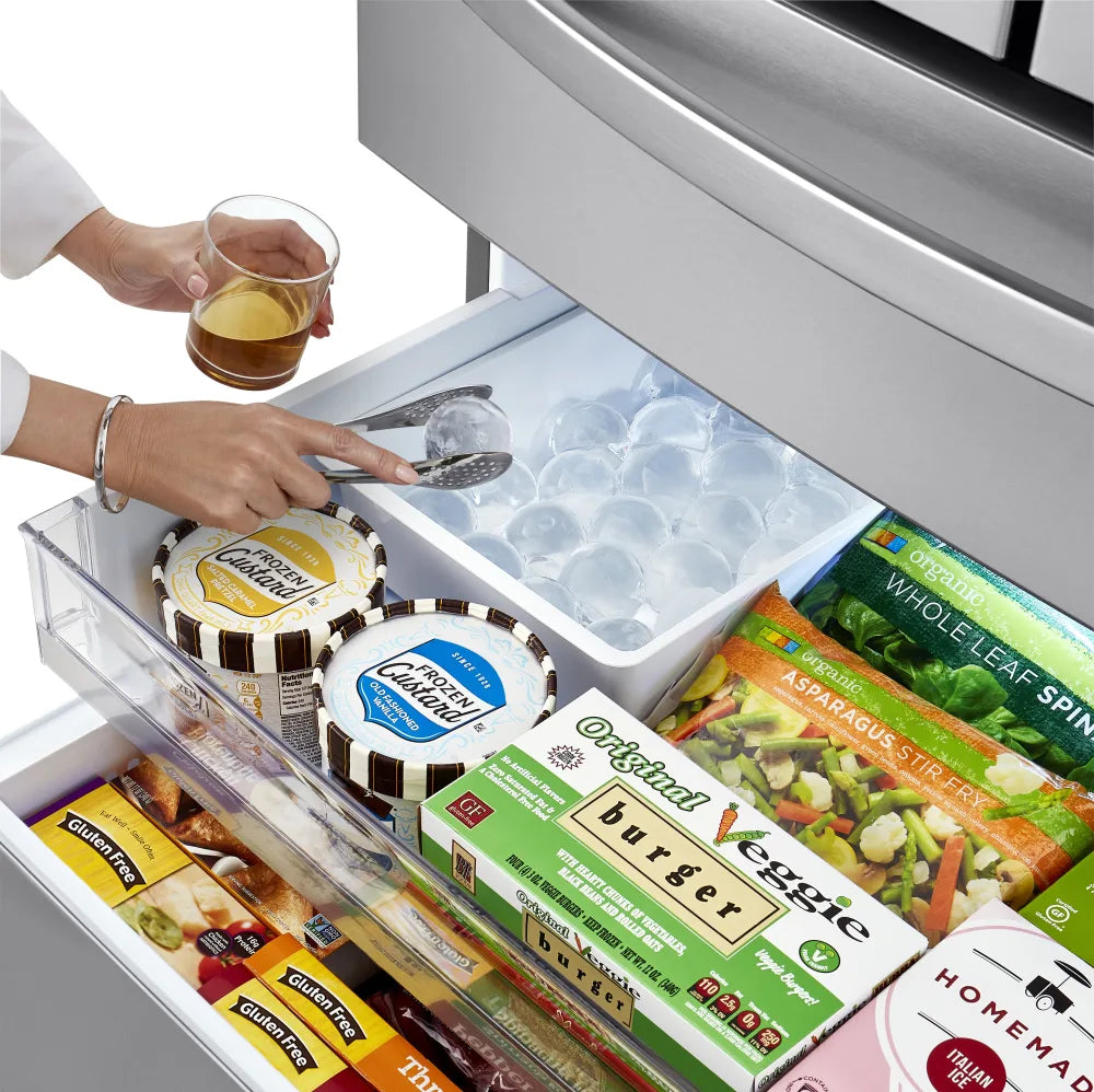 LG - 30 cu. ft. 4-Door French Door Refrigerator, Full Convert Drawer, Smart Cooling and Craft Ice, PrintProof Stainless Steel - LRMXS3006S