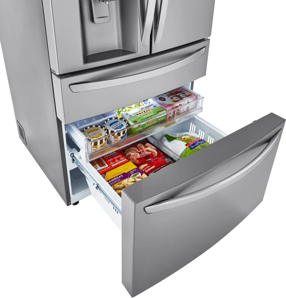 LG - 30 cu. ft. 4-Door French Door Refrigerator, Full Convert Drawer, Smart Cooling and Craft Ice, PrintProof Stainless Steel - LRMXS3006S
