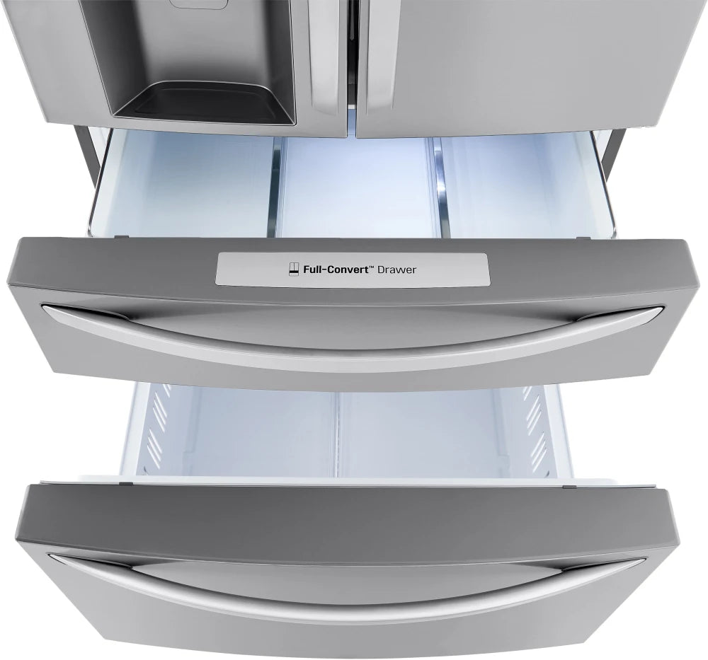 LG - 30 cu. ft. 4-Door French Door Refrigerator, Full Convert Drawer, Smart Cooling and Craft Ice, PrintProof Stainless Steel - LRMXS3006S