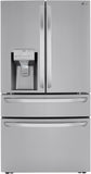 LG - 30 cu. ft. 4-Door French Door Refrigerator, Full Convert Drawer, Smart Cooling and Craft Ice, PrintProof Stainless Steel - LRMXS3006S