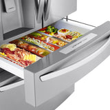 LG - 30 cu. ft. 4-Door French Door Refrigerator, Full Convert Drawer, Smart Cooling and Craft Ice, PrintProof Stainless Steel - LRMXS3006S