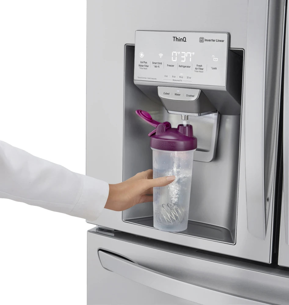 LG - 30 cu. ft. 4-Door French Door Refrigerator, Full Convert Drawer, Smart Cooling and Craft Ice, PrintProof Stainless Steel - LRMXS3006S