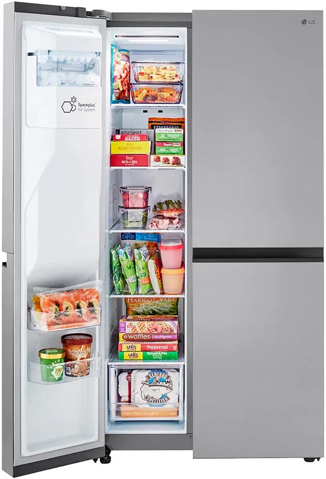 LG - 27 cu. ft. Side by Side Refrigerator w/ Door Cooling and Ice and Water Dispenser in PrintProof Stainless Steel - LRSXS2706S