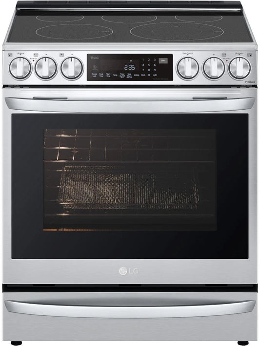 LG - 6.3 cu. ft. Smart Slide-In Electric Range with ProBake Convection & Air Sous Vide in PrintProof Stainless Steel - LSEL6337F