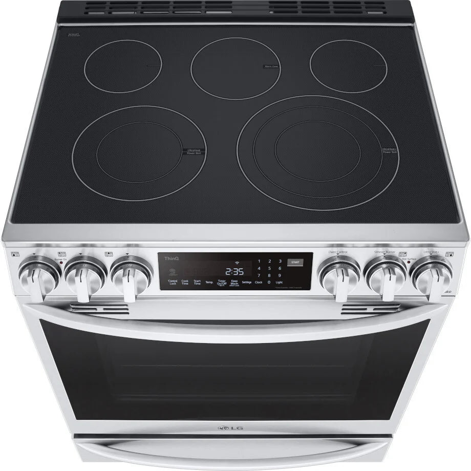 LG - 6.3 cu. ft. Smart Slide-In Electric Range with ProBake Convection & Air Sous Vide in PrintProof Stainless Steel - LSEL6337F