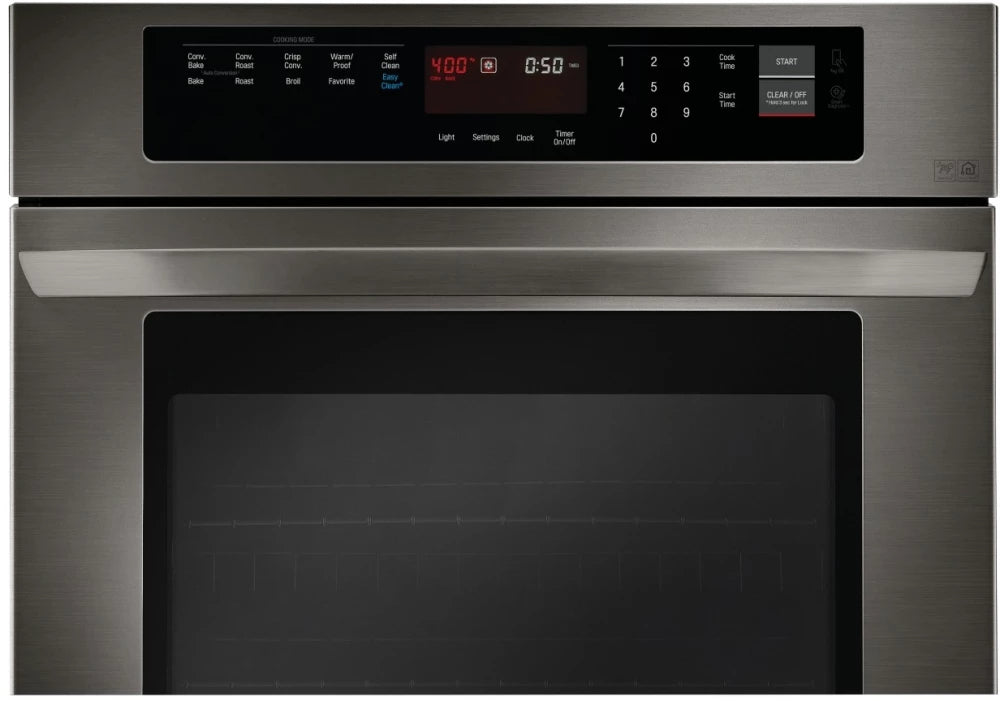 LG - 30 in. Single Electric Wall Oven with Convection in Black Stainless Steel - LWS3063BD