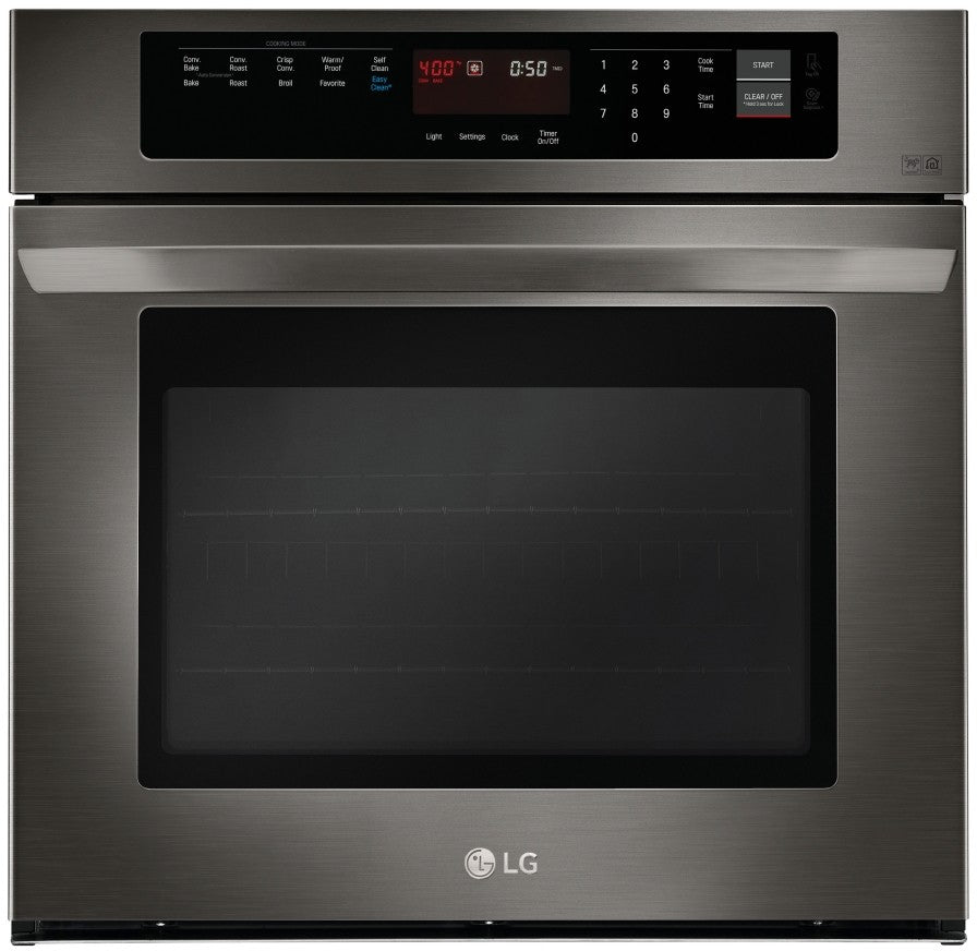 LG - 30 in. Single Electric Wall Oven with Convection in Black Stainless Steel - LWS3063BD