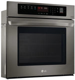 LG - 30 in. Single Electric Wall Oven with Convection in Black Stainless Steel - LWS3063BD