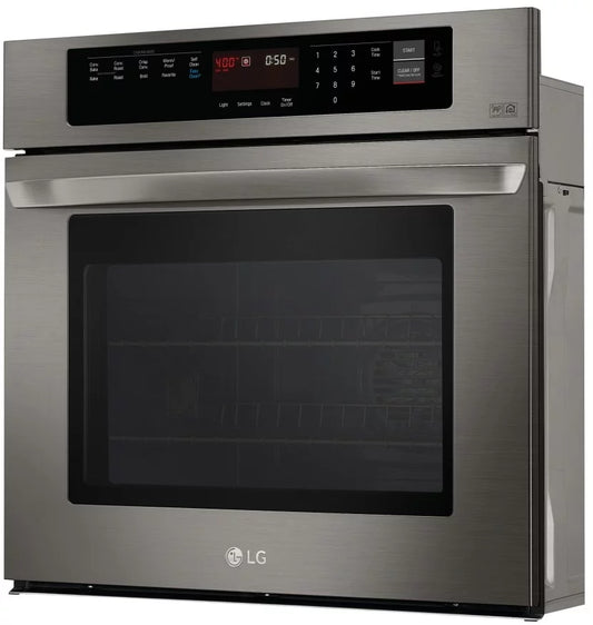 LG - 30 in. Single Electric Wall Oven with Convection in Black Stainless Steel - LWS3063BD