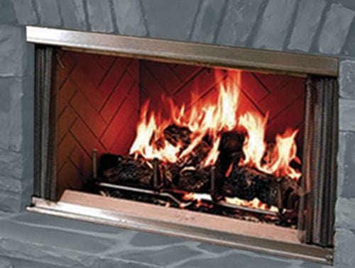 Majestic Montana 36 Outdoor SS Wood Burning Fireplace w/Herringbone Panels