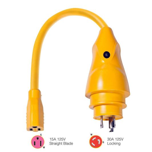 Marinco Shore Power Marinco P30-15 EEL 15A-125V Female to 30A-125V Male Pigtail Adapter - Yellow [P30-15]