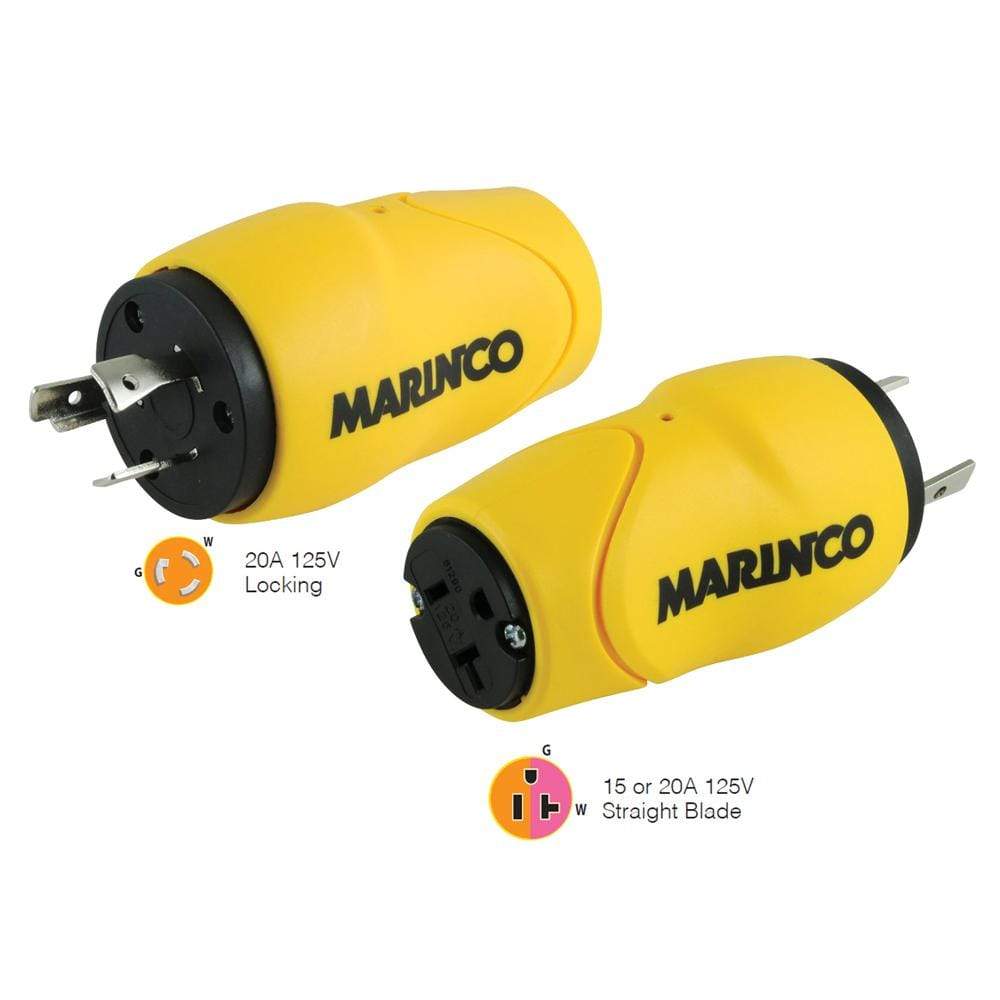 Marinco Shore Power Marinco Straight Adapter 20Amp Locking Male Plug to 15Amp Straight Female Adapter [S20-15]