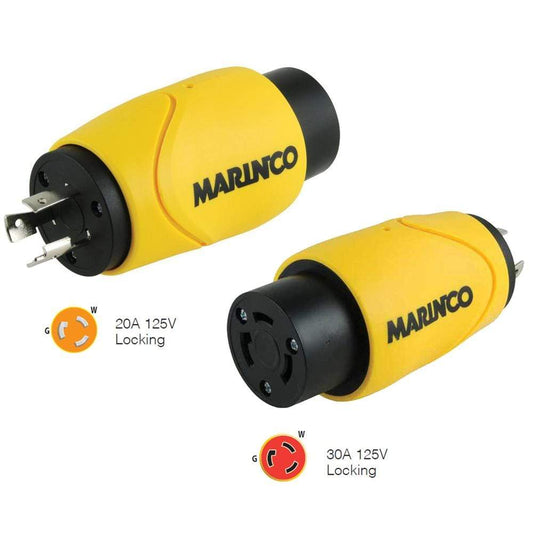 Marinco Shore Power Marinco Straight Adapter 20Amp Locking Male to 30Amp Locking Female Connector [S20-30]