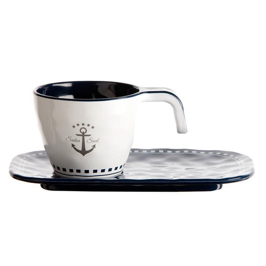 Marine Business Deck / Galley Marine Business Melamine Espresso Cup  Plate Set - SAILOR SOUL - Set of 6 [14006C]