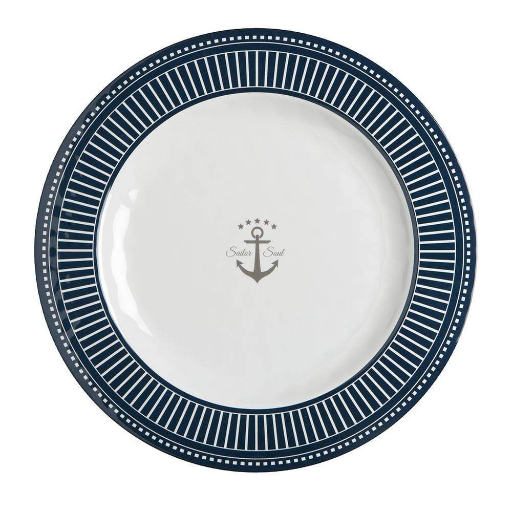 Marine Business Deck / Galley Marine Business Melamine Flat, Round Dinner Plate - SAILOR SOUL - 10" Set of 6 [14001C]