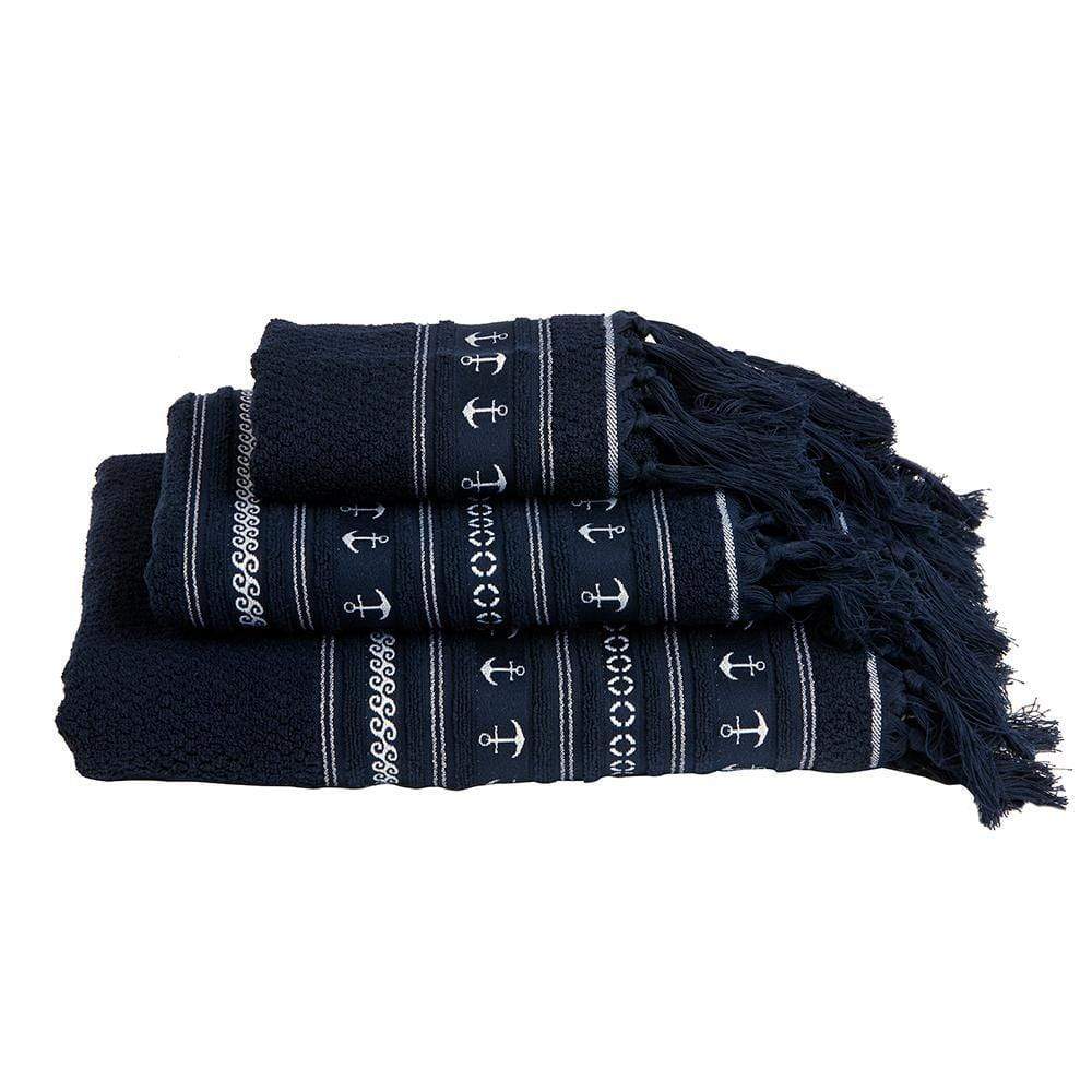 Marine Business Deck / Galley Marine Business Navy/Anchors Towel Set - SANTORINI - Set of 3 [53102]