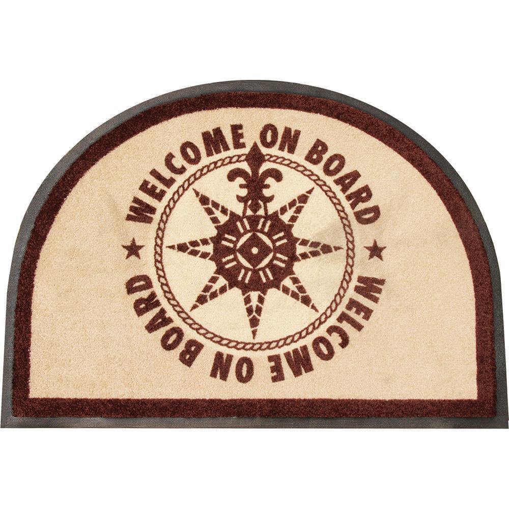 Marine Business Deck / Galley Marine Business Non-Slip WELCOME ON BOARD Half-Moon-Shaped Mat - Brown [41218]
