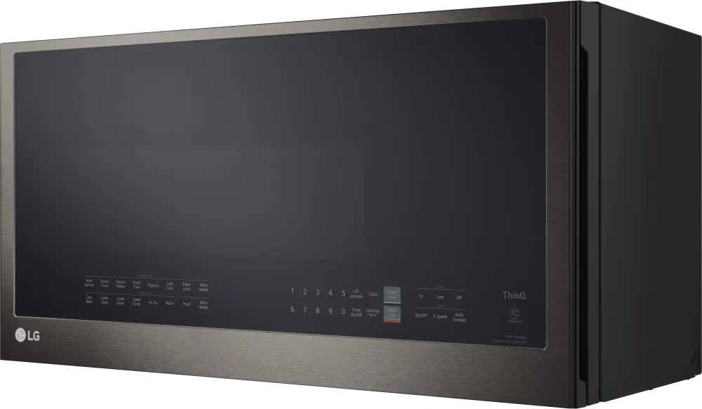 LG - 1.7 cu. ft. Over the Range Convection Microwave Oven with Air Fry in Smart PrintProof Black Stainless Steel - MHEC1737D
