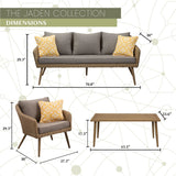 Mod Furniture Conversation Set Mod Furniture - Jaden 4 piece Set: 2 Side Chairs, Sofa, and Faux Wood Coffee Table