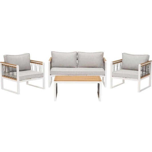 Mod Furniture Deep Seating Mod Furniture - Hampton 4pc Set: 2 Rope Chairs, Loveseat, Faux Wood Top Coffee Tbl
