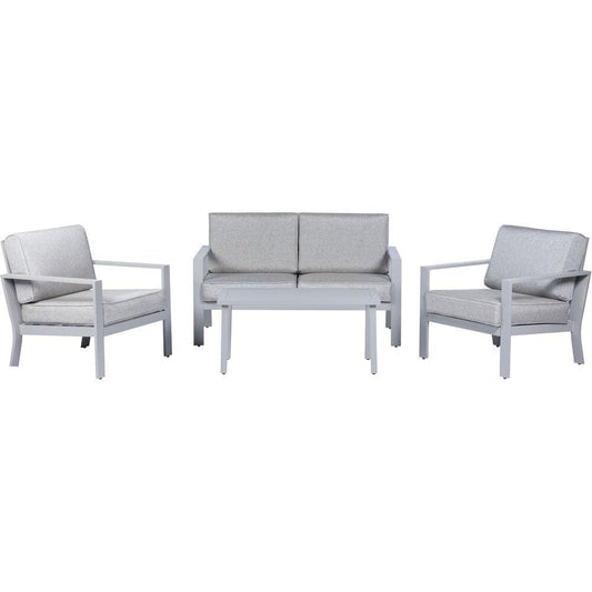 Mod Furniture Deep Seating Mod Furniture - Kinsley 4pc Seating: 2 Alum Side Chairs, Loveseat, Slat Top Coffee Table