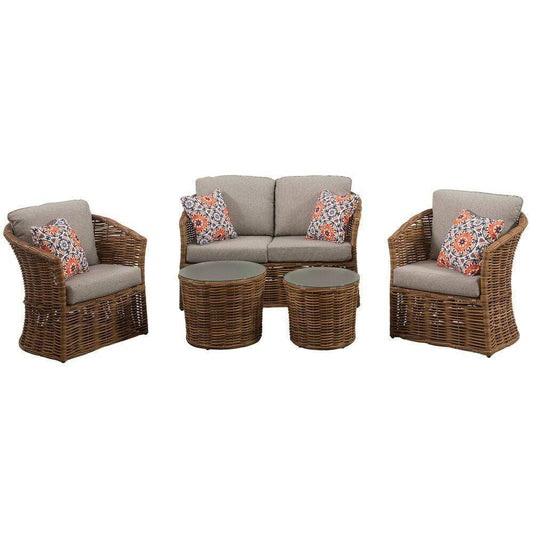 Mod Furniture Deep Seating Mod Furniture - Lexi 5pc Set: 2 Stationary Chairs, Loveseat, and 2 Woven Glass Top Tbls