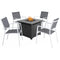 Mod Furniture Fire Pit Chat Set Mod Furniture - Harper 5pc Fire Pit: 4 Alum Sling Chairs and Tile Top Fire Pit
