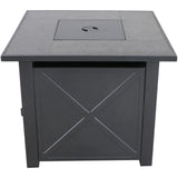 Mod Furniture Fire Pits Mod Furniture - Harper Steel Gas Fire Pit with Tile Top and Light Grey Lava Rocks