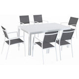 Mod Furniture Outdoor Dining Set Mod Furniture - 7pc Dining Set: 6 Aluminum Chairs and 1 Slat Rectangle Table