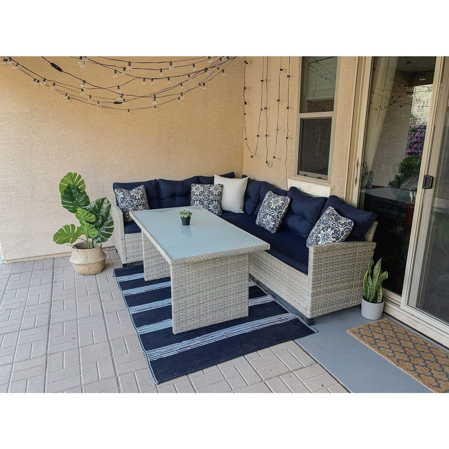 Mod Furniture Outdoor Sectional Mod Furniture - Amelia 3pc Set: Sectional Deep Seating Set with Chow Table